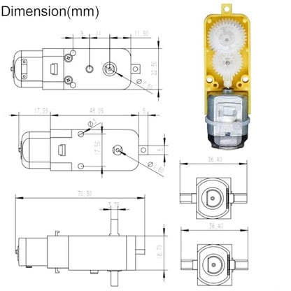 Gebildet 6pcs DC3V-12V DC Prewired Geared Motor for Four-Wheel Drive Toy Car/Robotic Body/Aircraft Toys.Batch Number:Double Axis 1:48 - style: motor with wire