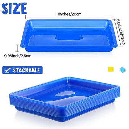 Maitys 24 Pcs Plastic Art Tray 11x8.7x1 Inch Activity Craft Tray,Blue - color: Blue