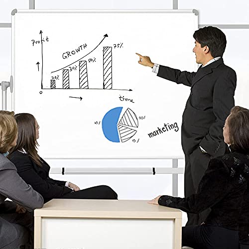 VIZ-PRO Double-Sided Magnetic Mobile Whiteboard on Wheels, 48 x 36 Inches
