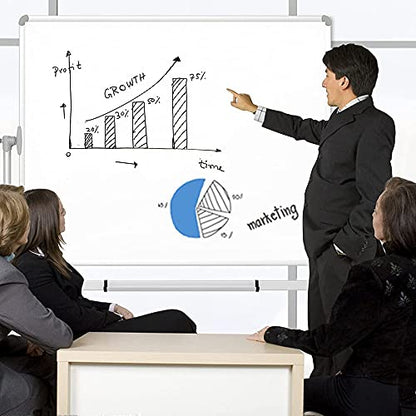VIZ-PRO Double-Sided Magnetic Mobile Whiteboard on Wheels, 48 x 36 Inches