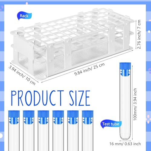 Threehoney 120 Pcs Plastic Test Tubes with Rack Set,Blue - color: Blue