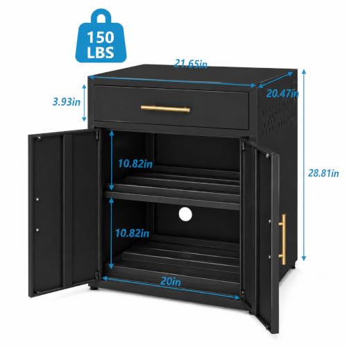 3D Printer Stand Cabinet with Filament Storage,3D Printer Table Sturdy Desk - color: Cabinet Black