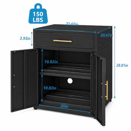 3D Printer Stand Cabinet with Filament Storage,3D Printer Table Sturdy Desk - color: Cabinet Black