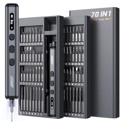 JOREST 70-in-1 Mini Precision Electric Screwdriver Set-64 S2 Magnetic Bits