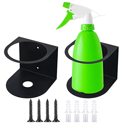 Gerrii 2 Pcs Spray Bottle Holder Wall Mount Stainless Steel Holder, Black - color: Black