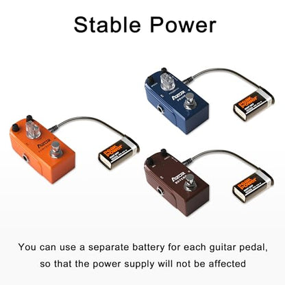 AZOR Guitar Pedal Power Cable | 9V Battery Clip Converter for Effects Pedals | 6-Pack Snap Connector Cables | Durable & Universal Compatibility | Black