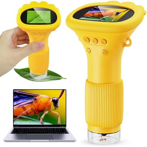 Kids Microscope - Ashfly 1000X Portable Microscope for Kids, Photo & Video Miniscope Pocket Microscope Gifts, 2'' Digital Screen 2026 for Boys Girls Age 3-12 - color: Orange