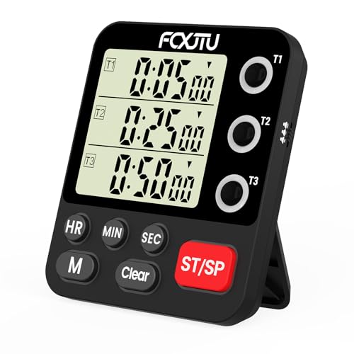 Digital Dual Kitchen Timer, 3-Channel Triple Magnetic Countdown for Cooking - size: YS318 Black