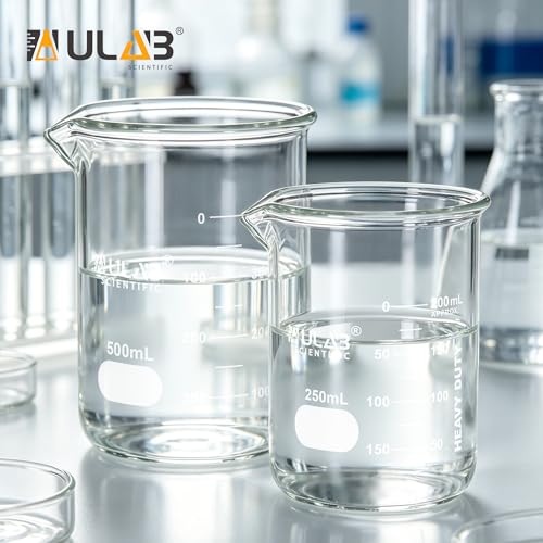 ULAB Scientific Glass Beakers, Vol. 400ml, 3.3 Borosilicate Griffin Low Form with Printed Graduation, Pack of 3, UBG1035 - style: Vol.400ml, Pack of 3