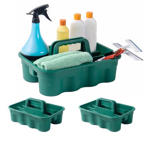 Matthew 3 Pack Large Plastic Tote Tool & Deluxe Supply Cleaning Caddy with Handle Portable Shower Basket Storage Caddy for Cleaning Products,Take-Out Drink,Bathrooms - Green - color: Green, size: Pack of 3