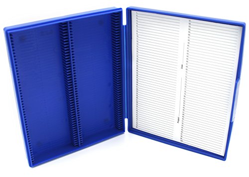 Heathrow Scientific Polypropylene Microscope Slide Box with Latch Lock, Holds up to 100 Slides, Blue - size: 100 Place, style: Blue