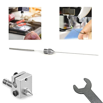 Lokkr 3D Printer Stainless Steel Extruder Nozzles Set, 10PCS Stainless Steel 0.4MM MK8 Nozzles, 5PCS 0.4MM Nozzles Cleaning Needles with Wrench for Makerbot Creality CR-10/Ender 3/3 V2/3 S1/5 Prusa i3 - style: Stainless Steel Extruder Nozzles Set