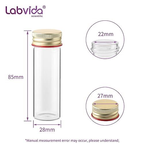 20pcs 25ml Borosilicate Glass Test Tubes with Screw Caps, LVH008 - color: Clear