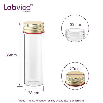20pcs 25ml Borosilicate Glass Test Tubes with Screw Caps, LVH008 - color: Clear