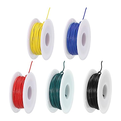 MECCANIXITY 30AWG Wire 30 Gauge Electrical Wire, PVC 1007 Stranded Wire Hook Up Wire Tinned Copper Wire 100m(328ft) 5 Colors for DIY Wiring Applications - size: 30AWG,328ft