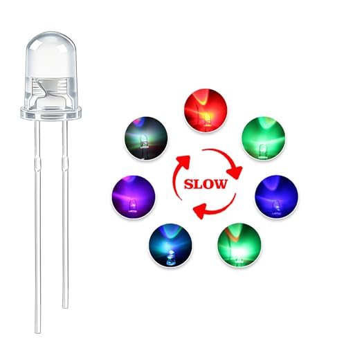 100PCS 5mm RGB Slow Flashing LED Diodes, Clear Lens - color: (Transparent) Slow Flash, size: 5MM