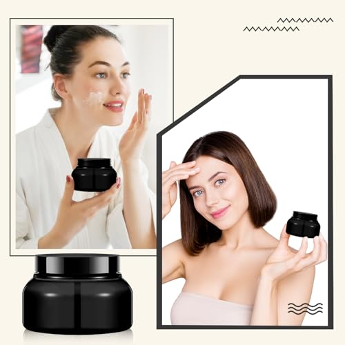 24 Pack Plastic Cosmetic Jars with Lids Label, 8 oz, Black - color: Black, size: 8 oz