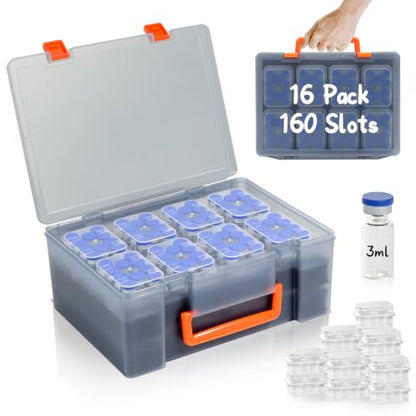 160 Slots Black Peptide Storage Box Bulk 3ml Plastic Peptide Case - color: Black, size: 160 Slots