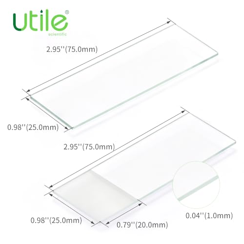 Utile Microscope Slides Kit, 50pcs Plain Slides & 50pcs Frosted Slides - size: Half of Each