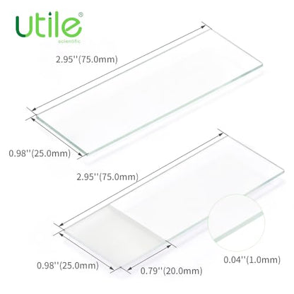 Utile Microscope Slides Kit, 50pcs Plain Slides & 50pcs Frosted Slides - size: Half of Each