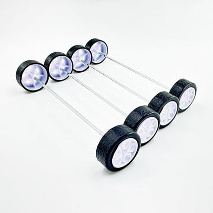 10PCS Small Toy Car Wheel 24mm Model Car Rubber Tire Wheels with 5PCS Shaft Round Axles for for RC Car Truck Robot DIY Model Toy Car Wheels Replace Accessories (2x24mm) - style: 2x24mm
