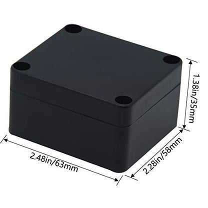 Junction Box, Zulkit Project Box IP65 Waterproof Outdoor Box ABS Plastic Electrical Boxes Electronic Enclosure Black 2.48 x 2.28 x 1.38 inch (63 x 58 x 35mm) (Pack of 2) - size: 2.48" x 2.28'' x 1.38''(Pack of 2)