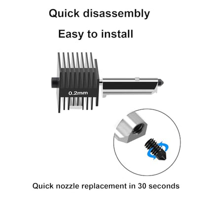 2PCS A1 Mini/A1 Hotend, A1 Mini/A1 Print Head Kit High-Temperature 0.2mm/0.4mm Hardened Steel Nozzle with Silicone Sock Compatible for Bambu Lab A1/A1 Mini 3D Printer, - style: A1 Mini/A1 Print Head Kit 0.2mm and 0.4mm