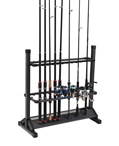 JOYWAVE Fishing Rod Holders,Aluminium Fishing Pole Holders,Portable Fishing Rod Rack,Holds Up to 24 Rods,Fishing Pole Vertical Ground Display Rack - color: Gray
