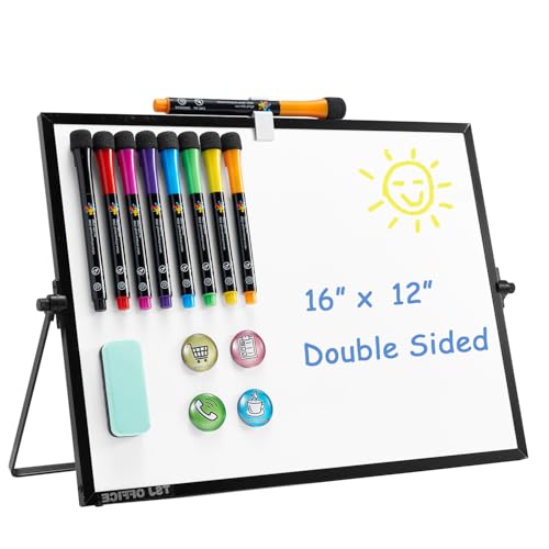 TSJ OFFICE Small White Board - 12 X 16 Inches Black Framed Dry Erase Board - color: Black, size: 16"W x 12"H