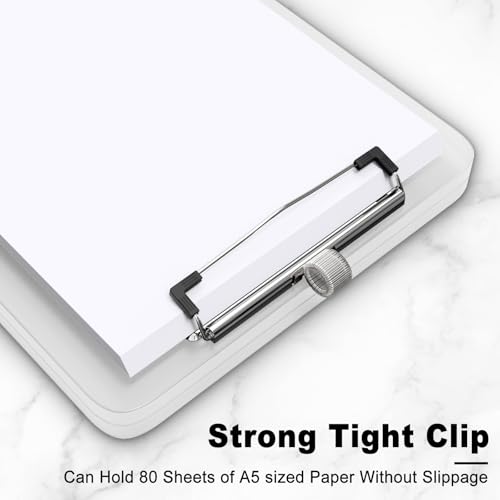 Hongri A5 Clipboard with Storage, Metal Retractable Pen Holder, Translucent - color: Translucent