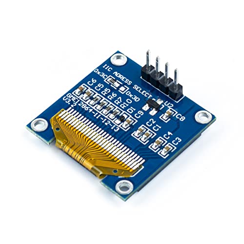 Hosyond 5 Pcs 0.96 Inch OLED I2C IIC Display Module 12864 128x64 Pixel SSD1306 Mini Self-Luminous OLED Screen Board Compatible with Arduino Raspberry Pi (White) - color: White