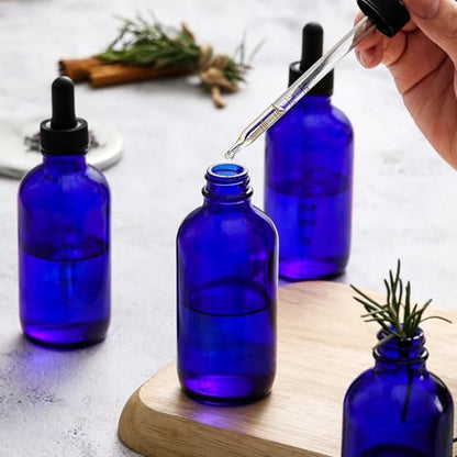 4 Pack 4oz Glass Dropper Bottles with Measured Dropper - 120ml Dark Blue Tincture Bottles with Calibrated Glass Eye Droppers (1ml), Leakproof Essential Oils Bottles for Health, Personal Care & Beauty - color: Blue