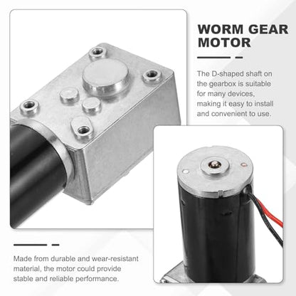 MECCANIXITY DC24V 20RPM Reversible Worm Geared Motor Reducer Motor 8mm D Shape Shaft High Torque Gear Box Reduction Electric Motor for Sweepers, Printers, Ovens - style: 24V 20RPM