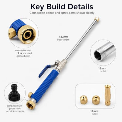 QWORK High Pressure Power Washer Wand, 39 Inch Water Hose Nozzle with Flexible Extension & 3 Brass Spray Tips for Car Wash, Gutter Cleaning, Patio, Pet Bath & Window Glass