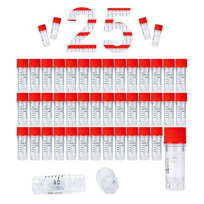 0.5ml Cryovials, Side-Coded, External Thread, Red, 25Pcs - color: Red, size: 0.5ml