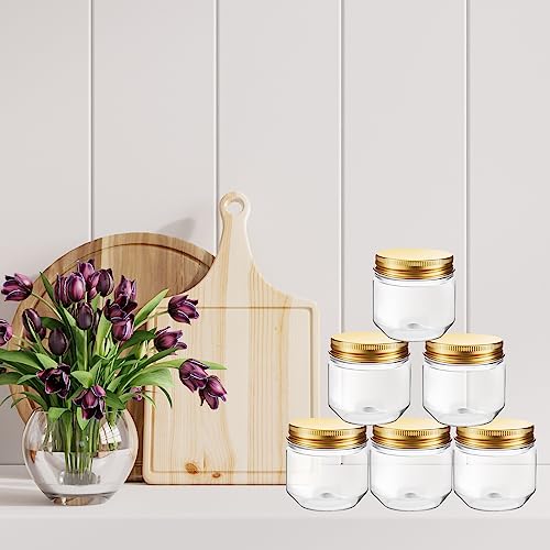 Tanlade 60 Pcs 3 oz Clear Plastic Mini Mason Jars with Lids, Gold - color: Gold