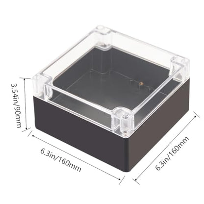 Project Box IP65 Waterproof Junction Box ABS Plastic Black Electrical Boxes DIY Electronic Project Case Power Enclosure Clear Cover 6.3"x6.30"x3.54" - color: Clear, size: 6.3"x6.30"x3.54"