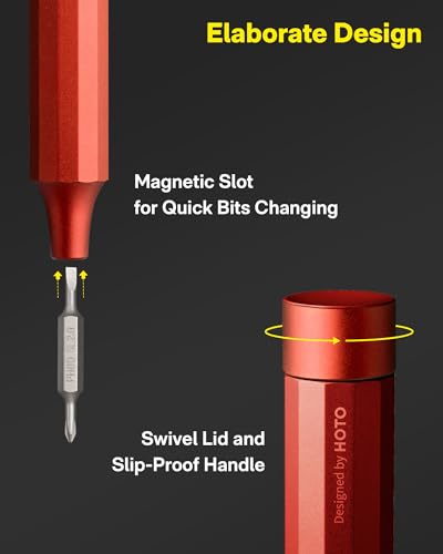HOTO Hand Tool Set Bundle with Precision Screwdriver Sets Cinnabar Red
