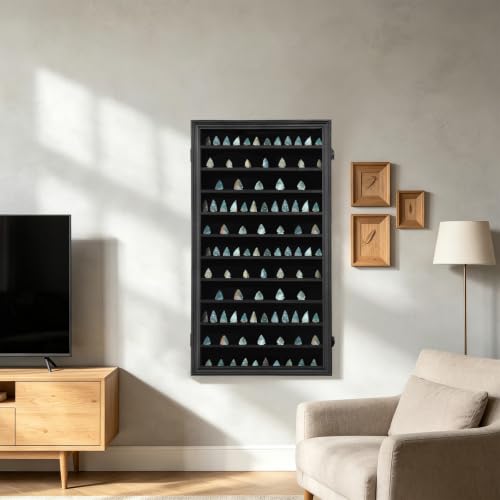 KCRasan Arrowhead Display Case Native American Arrowhead Shadow Box, Black - size: Oversized Black