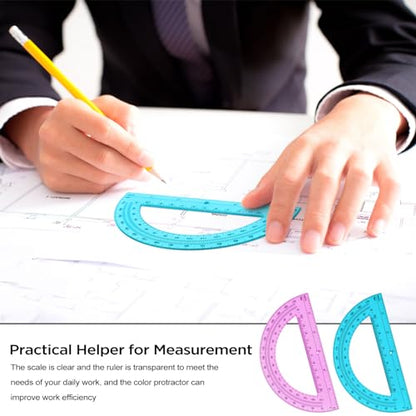 Zonon 2 Pcs 6 Inch Plastic Protractor 180° Math Protractors, Pink, Blue - color: Pink, Blue