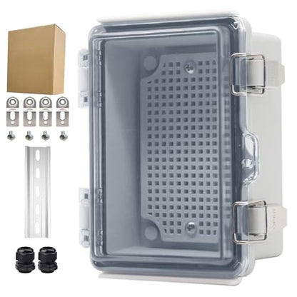 Outdoor Waterproof Electrical Box Junction Box Weatherproof IP67 ABS Plastic Enclosure Switch Router Project Box Electronics Enclosure with Mounting Plate Wall Bracket Clear 5.9"x3.9"x2.8" - color: Clear, size: 5.9" x 3.9" x 2.8"