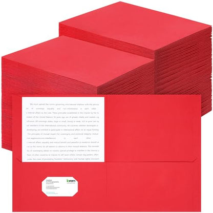 Harloon 75 Pack Red Two Pocket Paper Folders Bulk, Letter Size - color: Red