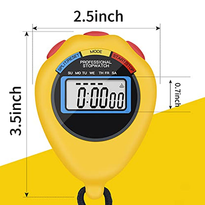 12 Pack Multi-Function Electronic Digital Sport Stopwatch Timer, Large Display with Date Time and Alarm Function,Suitable for Sports Coaches Fitness Coaches and Referees