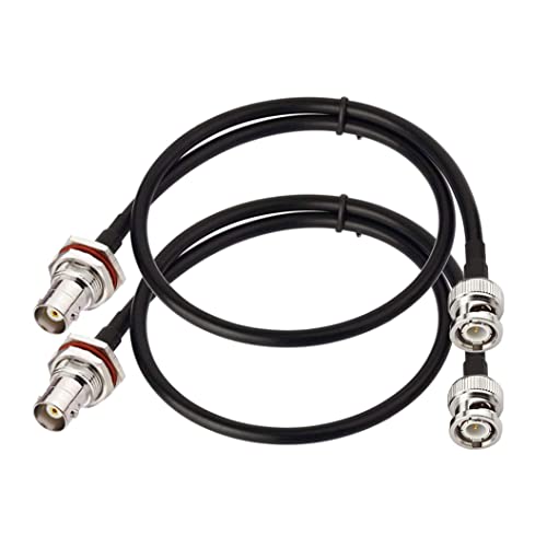Bingfu BNC Male to Female Bulkhead Mount RG58 Coax Jumper Cable 60cm 2 feet 2-Pack for Wireless Microphone System Receiver Amateur Mobile CB Radio UHF VHF Ham Radio Antenna - size: 60cm / 2 feet - 2 Pack