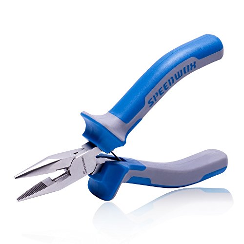 SPEEDWOX Long Nose Pliers Wire Cutters 5 Inches Micro Side Cutting with Spring Fine Pliers Precision Small Jewelry Making Tool Serrated Jaws Professional Handle Craft Chrome Vanadium Steel - style: 5" Long Nose Plier
