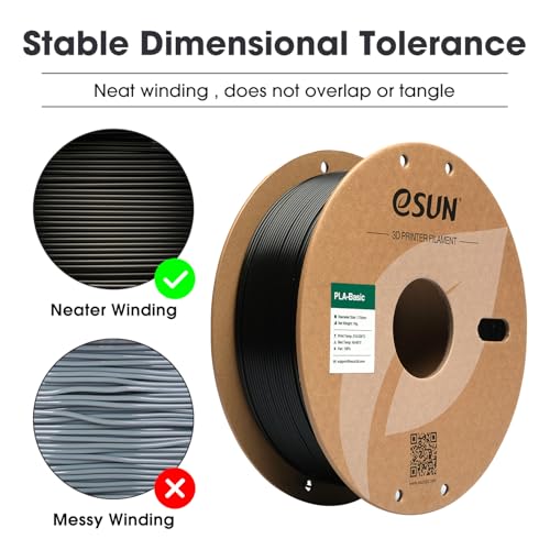 eSUN PLA Basic Filament 1.75mm, 3D Printer Filament High Speed PLA for Fast Printing, 1KG Spool (2.2 LBS) 3D Printing Filament for High Speed 3D Printers, Black (Pack of 10) - color: Black, size: 10KG