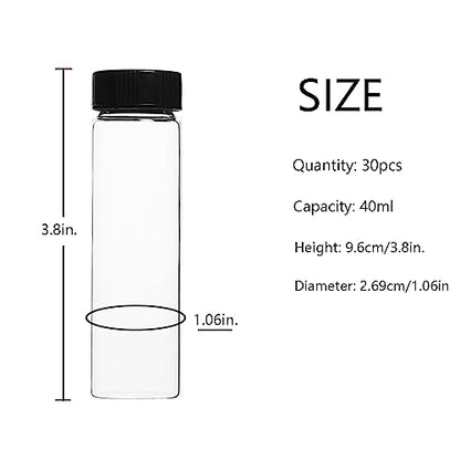 40ml Clear Small Glass Vials 30pcs with Screw Caps(30pcs) - color: Clear, size: 40ml 30pcs