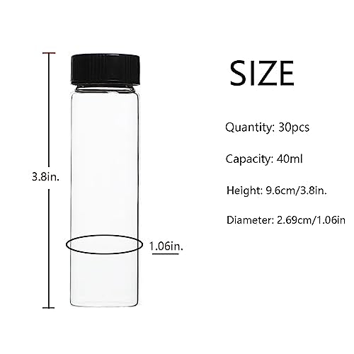40ml Clear Small Glass Vials 30pcs with Screw Caps(30pcs) (Pack of 4) - color: Clear, size: 40ml 30pcs (Pack of 4)