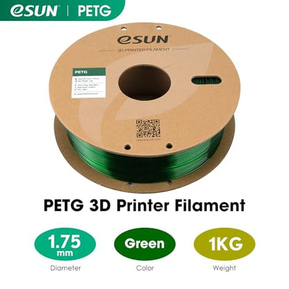 eSUN PETG Filament 1.75mm, 3D Printer Filament PETG, Dimensional Accuracy +/- 0.05mm, 1KG Spool (2.2 LBS) 3D Printing Filament for 3D Printers, Green - color: J-green, size: PETG 1.75MM - 1KG