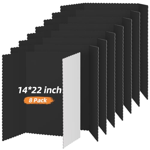 Henoyso 8 Pcs 14 x 22 Inch Black Tri Fold Poster Board Bulk for Display - color: Black, size: 14 x 22 Inch